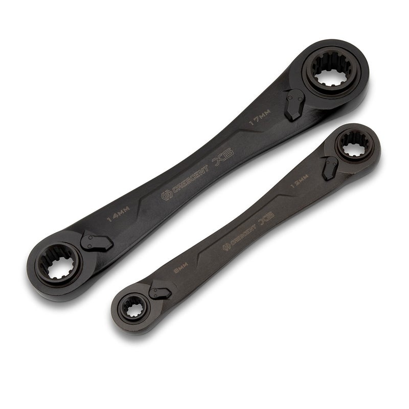Crescent 2 Piece X6 4-in-1 Black Oxide Spline Ratcheting Metric Wrench Set - CX6DBM2 - Image 1